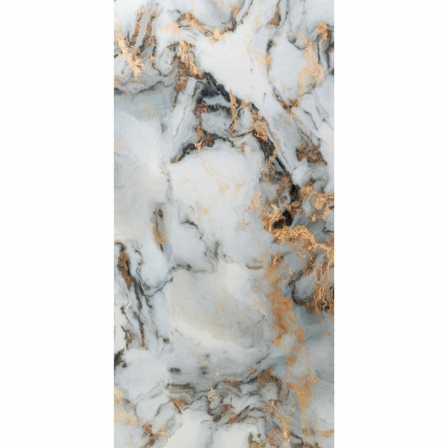 Exotica Pallet Sky White Marble Effect Polished Porcelain Wall and Floor Tile 60 x 120
